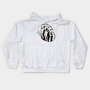 Red, black and white butterfly in flight Kids Hoodie